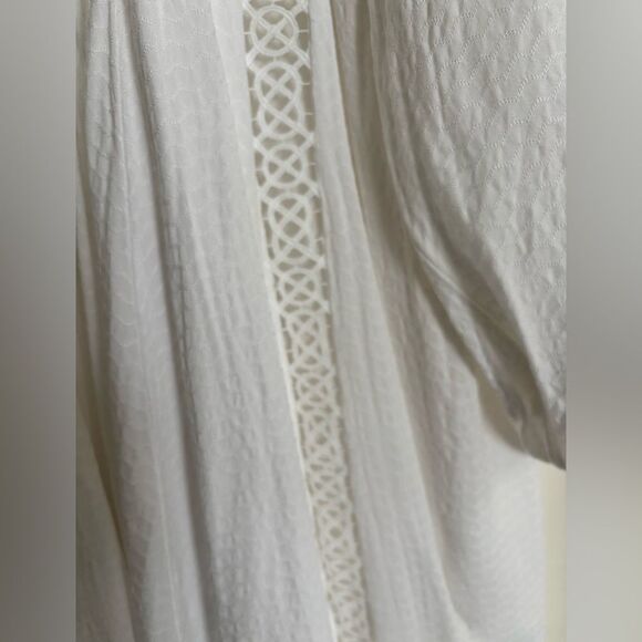 White Boho Embroidered Eyelet Detail Babydoll Dress Medium - Picture 8 of 10
